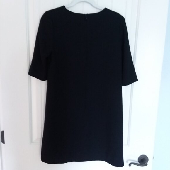 Goat Wool Shift Dress with Button Sleeve Detail Blue Size 6 - Picture 2 of 11